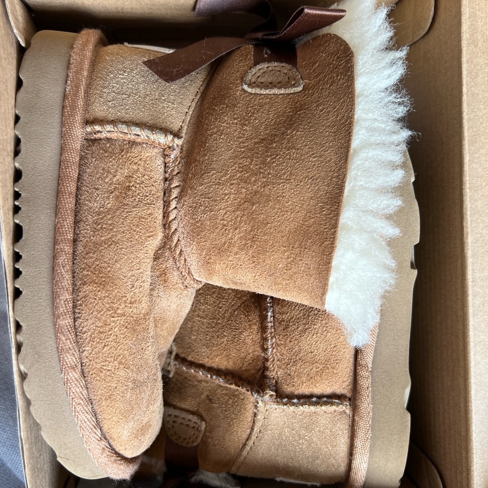 UGG Tan Kids Boots with Cream Fur